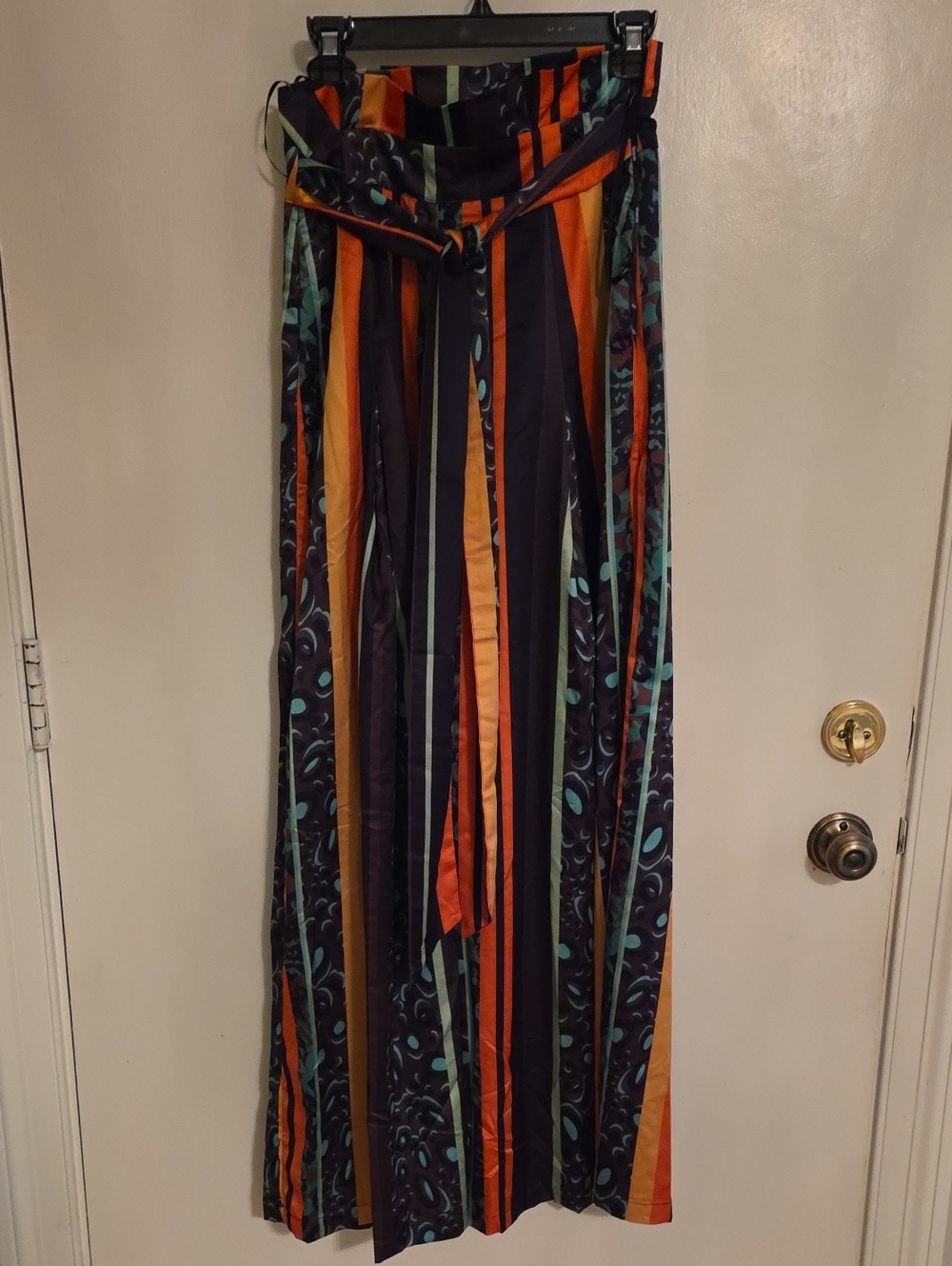 Gracia Multi-Color Vertical Stripe Wide-Leg Pants